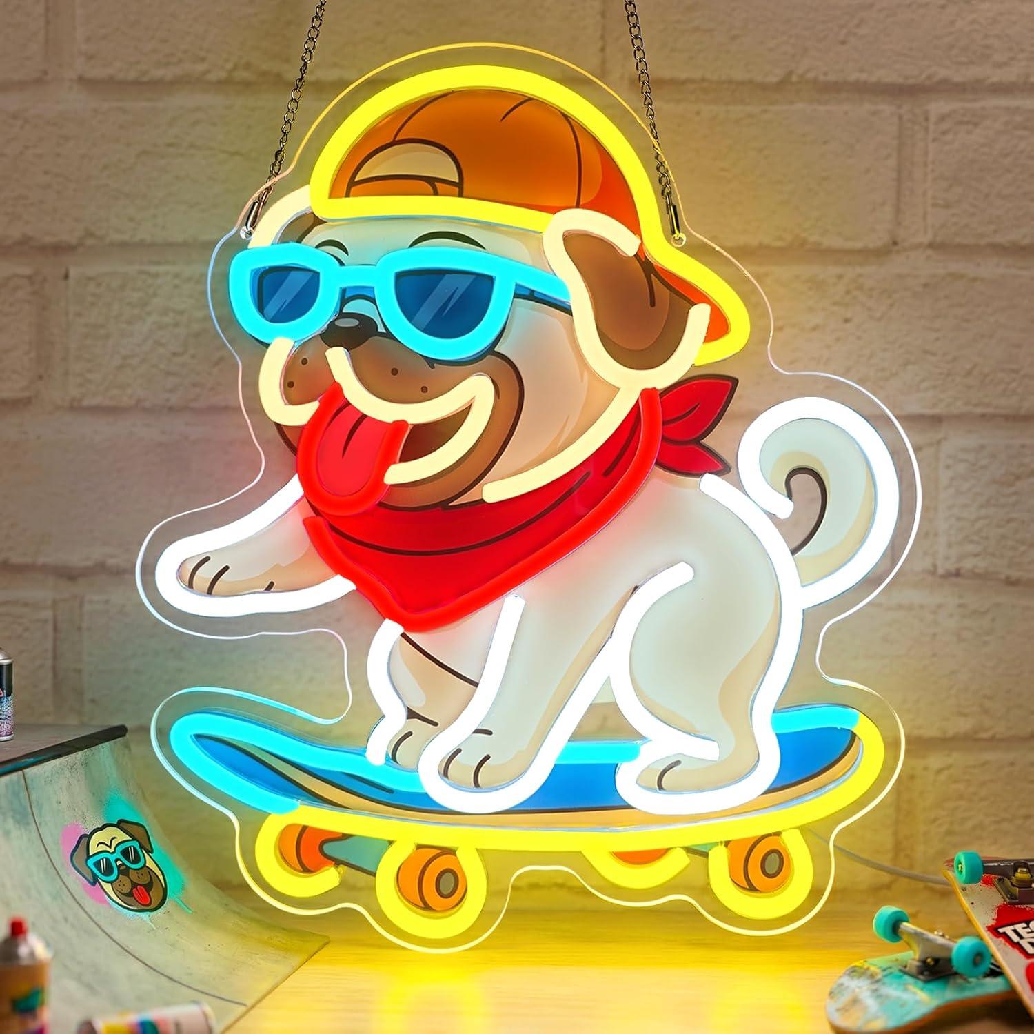 Skateboard - Skateboarding Dog Neon Sign Hip Hop