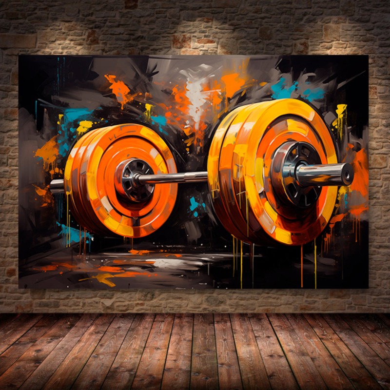 Graffiti Barbell Canvas Painti - Sports Equipment Poster recension och pris
